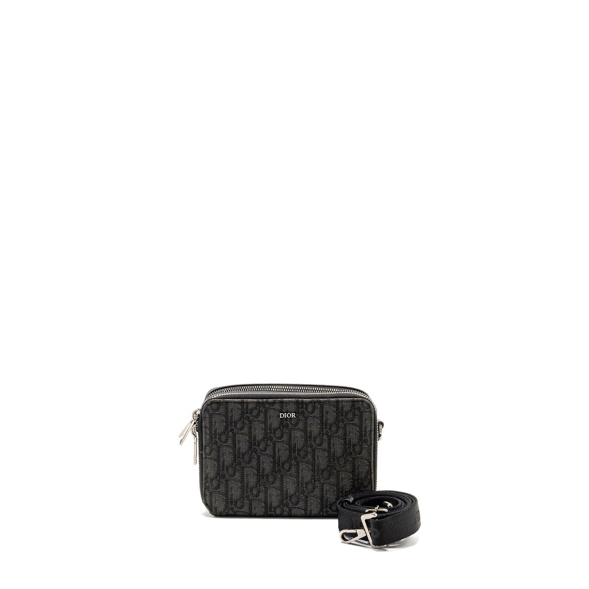 DIOR WALLET ON STRAP OBLIQUE CANVAS/LEATHER BLACK SHW