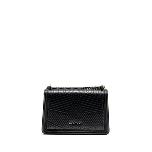 BVLGARI SERPENTI FOREVER FLAP BAG CALFSKIN BLACK RUTHENIUM HARDWARE