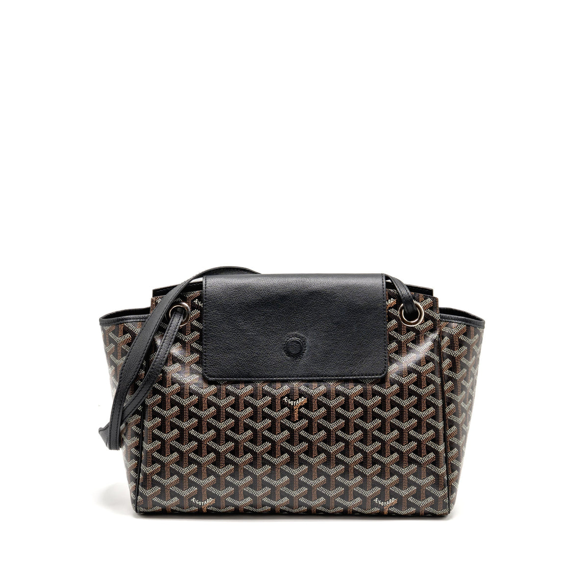 GOYARD ROUETTE TOTE BAG GOYARDLINE CANVAS/CALFSKIN BLACK SHW