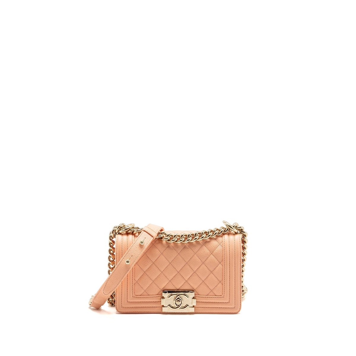 CHANEL SMALL BOY BAG CAVIAR LIGHT PINK LGHW