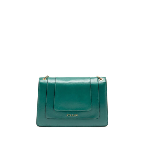 BVLGARI SERPENTI FOREVER FLAP BAG CALFSKIN GREEN LGHW