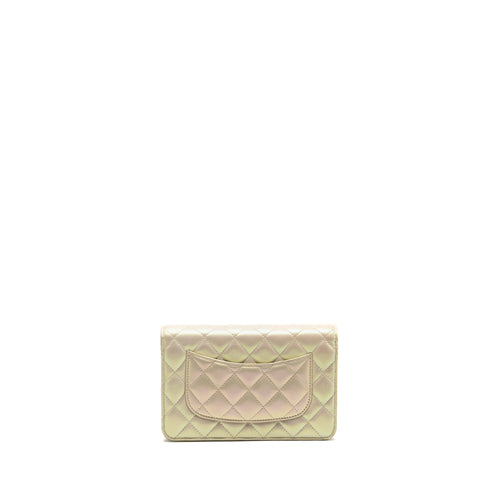 CHANEL WALLET ON CHAIN LAMBSKIN IRIDESCENT IVORY LGHW
