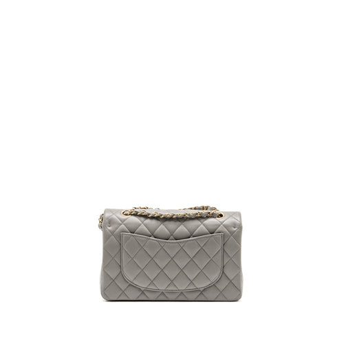 CHANEL SMALL CLASSIC DOUBLE FLAP BAG CAVIAR DARK GREY LGHW (MICROCHIP)
