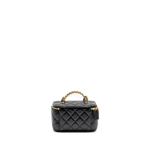 CHANEL LETTER TWIST TOP HANDLE LONG VANITY WITH CHAIN LAMBSKIN BLACK GHW (MICROCHIP)