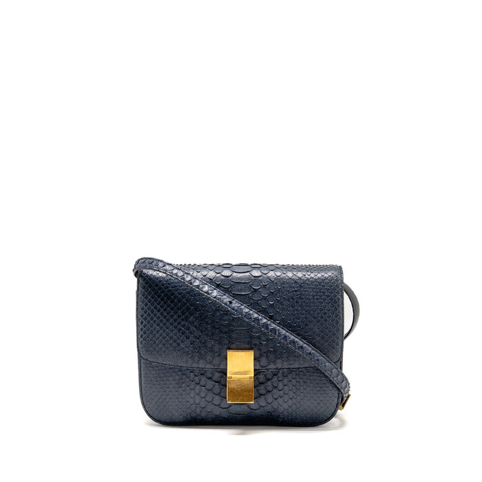 CELINE MEDIUM CLASSIC BOX BAG PYTHON NAVY GHW