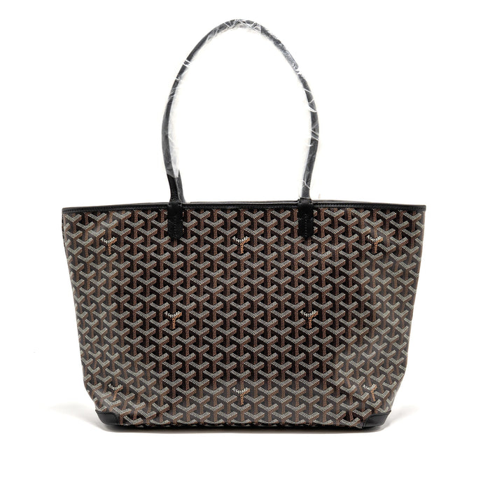 GOYARD ARTOIS MM HANDBAG GOYARDINE CANVAS/CALFSKIN BLACK SHW
