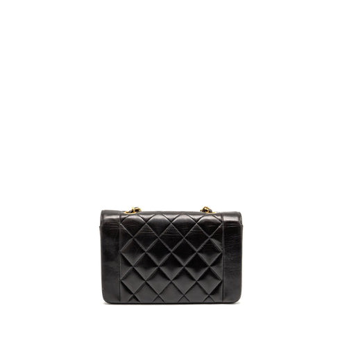 CHANEL VINTAGE SMALL DIANA QUILTED FLAP BAG LAMBSKIN BLACK GHW