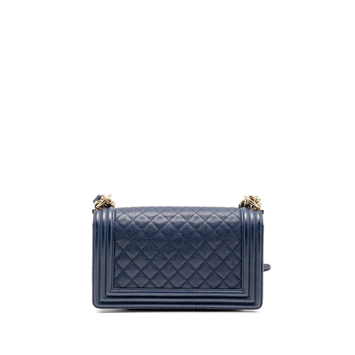 CHANEL MEDIUM BOY BAG CAVIAR NAVY LGHW
