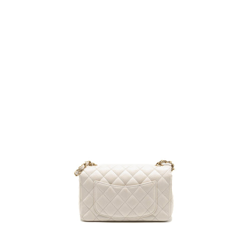CHANEL MINI RECTANGULAR FLAP BAG CAVIAR WHITE LGHW
