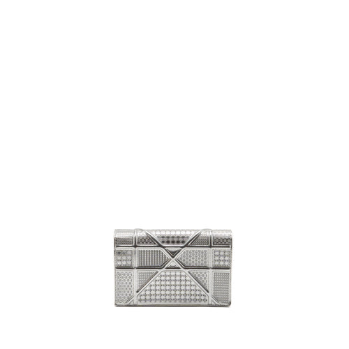 DIOR DIORAMA WALLET ON CHAIN CALFSKIN SILVER SHW
