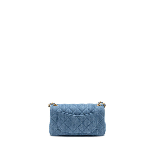 CHANEL PEARL CRUSH MINI RECTANGULAR FLAP BAG DENIM BLUE GHW (MICROCHIP)