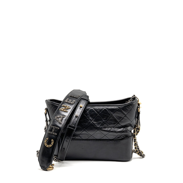 CHANEL NEW MEDIUM GABRIELLE HOBO BAG WITH TOP HANDLE CALFSKIN BLACK MULTICOLOUR HARDWARE