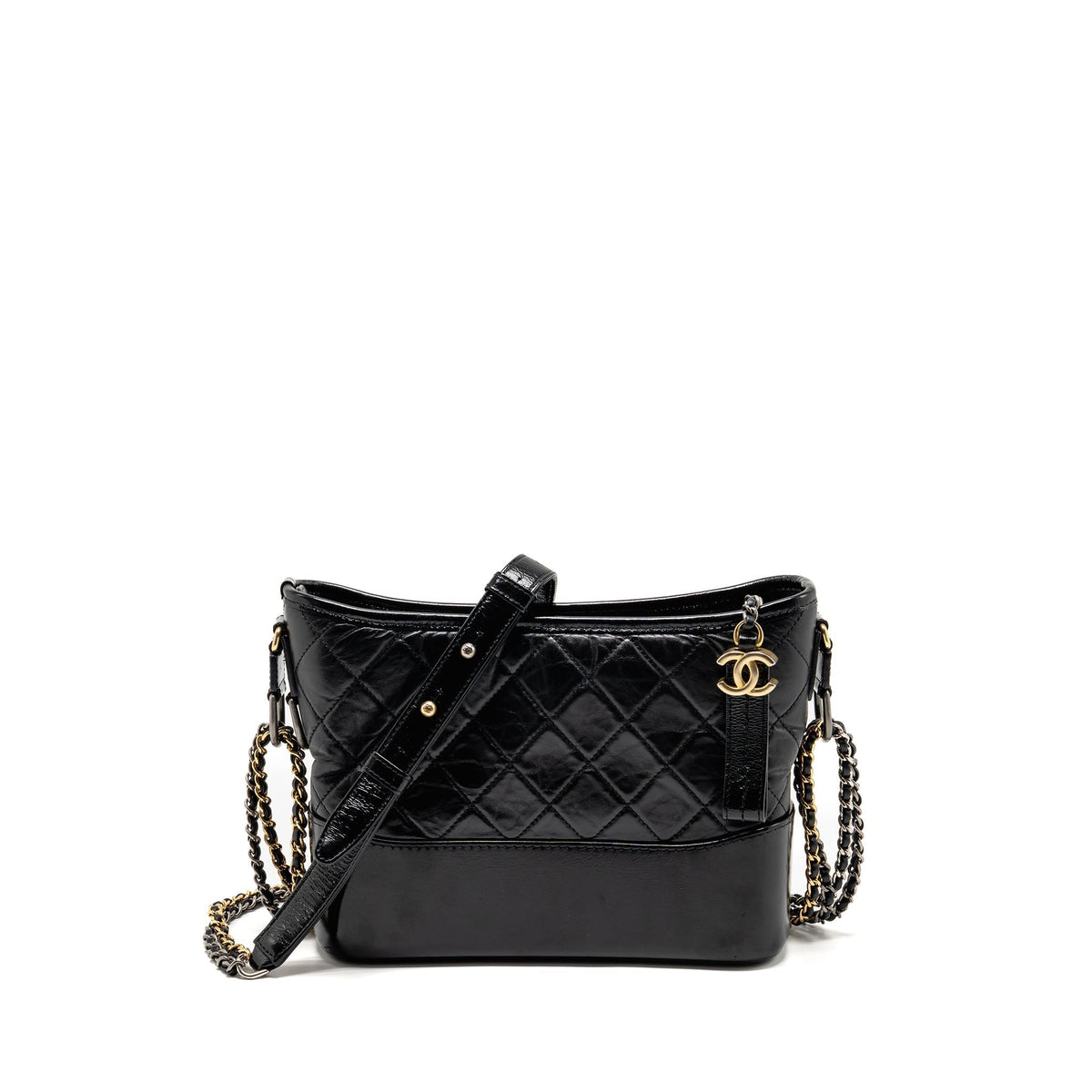 CHANEL NEW MEDIUM GABRIELLE HOBO BAG CALFSKIN BLACK MULTICOLOUR HARDWARE
