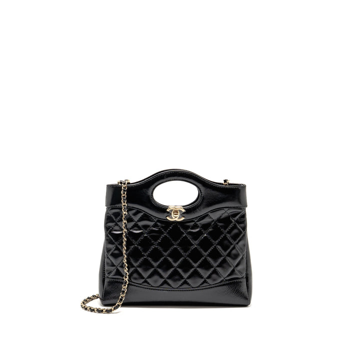 CHANEL MINI 31 BAG SHINY CALFSKIN BLACK LGHW (MICROCHIP)