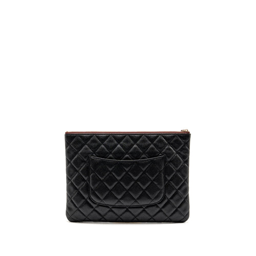 CHANEL CLASSIC ZIPPED POUCH CAVIAR BLACK LGHW