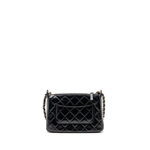 CHANEL 25C CAMERA BAG SHINY LAMBSKIN BLACK LGHW (MICROCHIP)