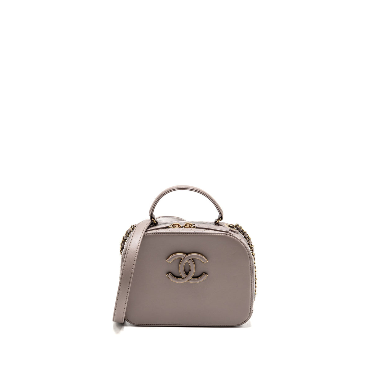 CHANEL COCO CURVE VANITY BAG WITH TOP HANDLE CALFSKIN GREY GHW