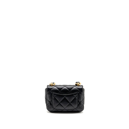 CHANEL 22S GIANT CHAIN MINI FLAP BAG LAMBSKIN BLACK BRUSHED GHW (MICROCHIP)