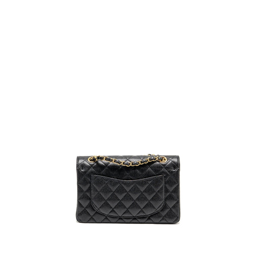 CHANEL SMALL CLASSIC DOUBLE FLAP BAG CAVIAR BLACK GHW (MICROCHIP)