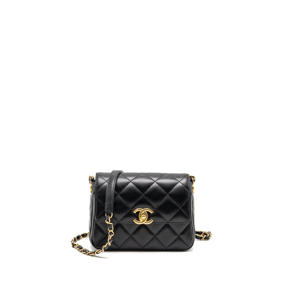 CHANEL 24B QUILTED FLAP BAG CAVIAR BLACK GHW(MICROCHIP)
