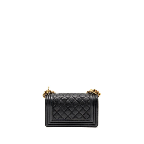 CHANEL SMALL BOY BAG GRAINED CALFSKIN BLACK GHW