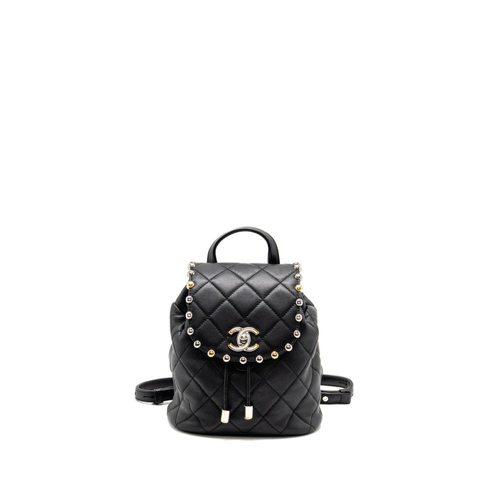 CHANEL QUILTED METALLIC BUBBLE BACKPACK LAMBSKIN BLACK MULTICOLOUR HARDWARE