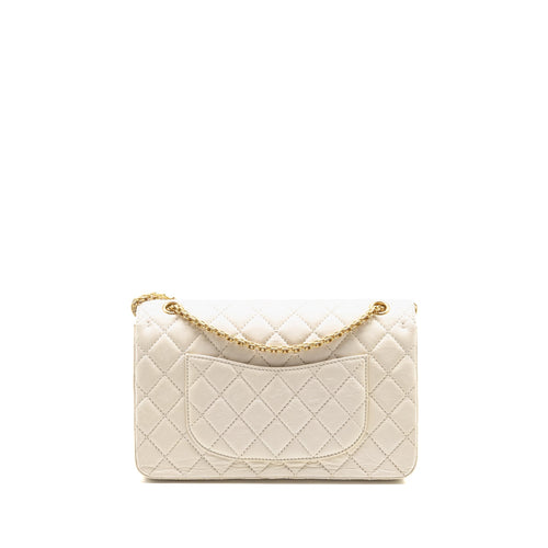 CHANEL 2.55 226 REISSUE DOUBLE FLAP BAG AGED CALFSKIN WHITE GHW