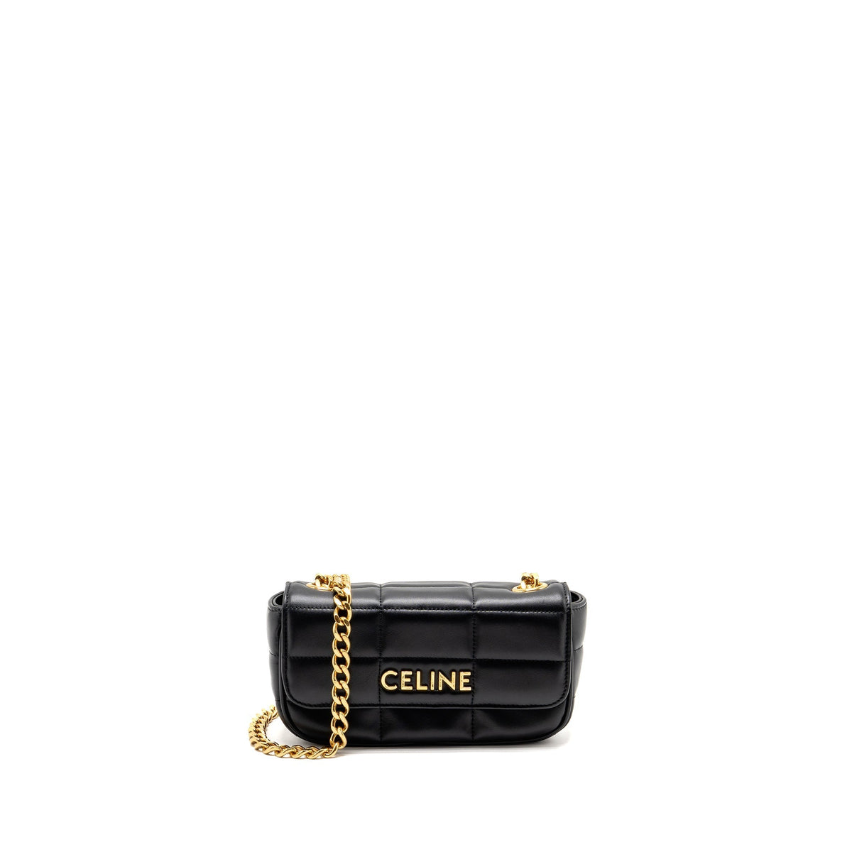 CELINE MATELASSE MINI CHAIN SHOULDER BAG CALFSKIN BLACK GHW