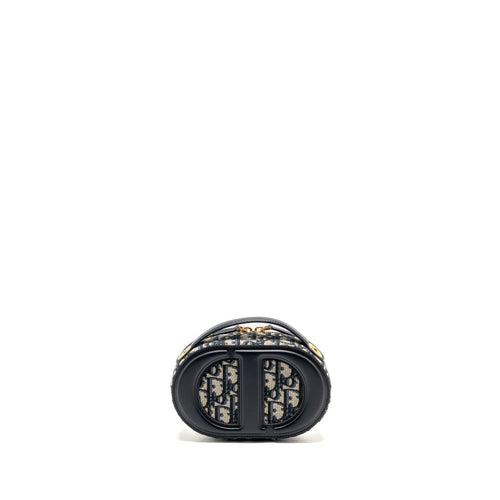 DIOR CD SIGNATURE OVAL CAMERA BAG OBLIQUE JACQUARD BLUE GHW
