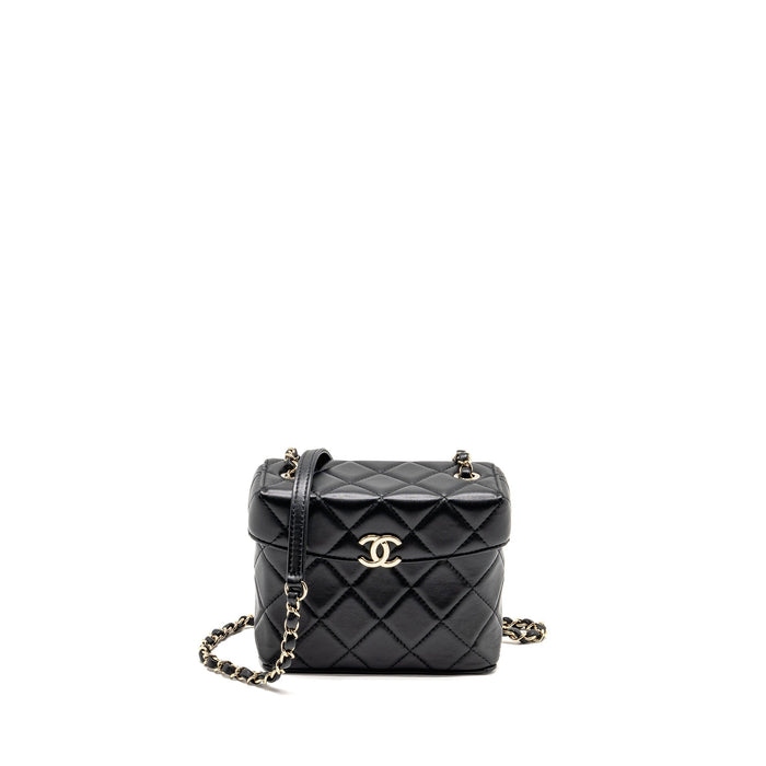CHANEL FLAP VANITY WITH CHAIN LAMBSKIN BLACK LGWH (MICROCHIP)