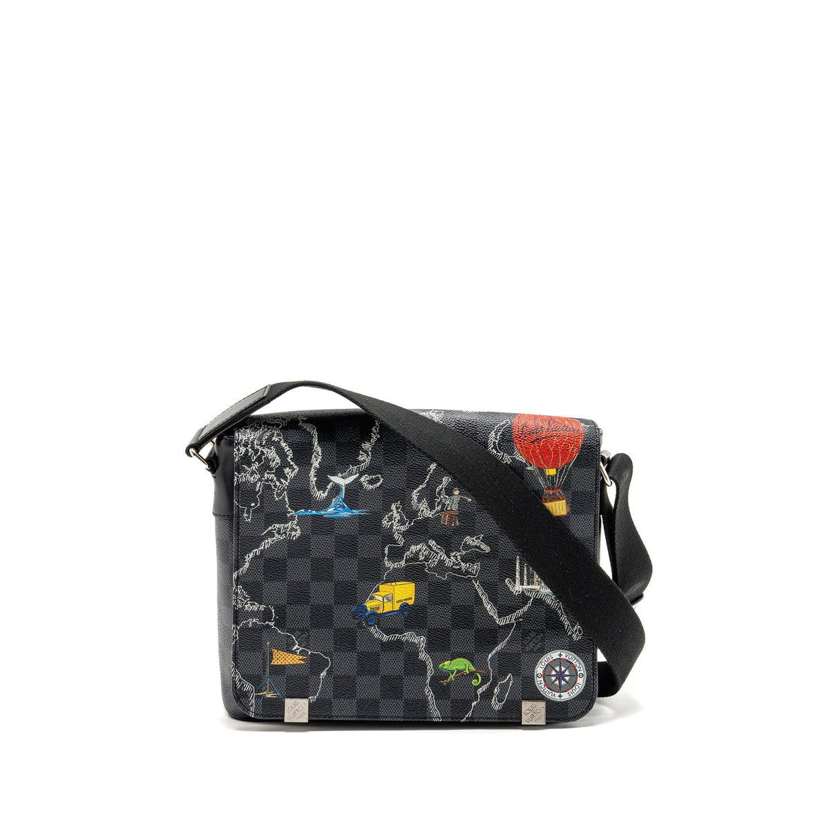 LOUIS VUITTON WORLD MAP DISTRICT MESSENGER BAG DAMIER GRAPHITE CANVAS SHW