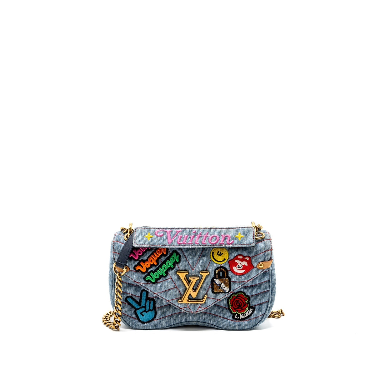 LOUIS VUITTON NEW WAVE FLAP CHAIN BAG LIMITED EDITION DENIM BLUE/ MULTICOLOR GHW