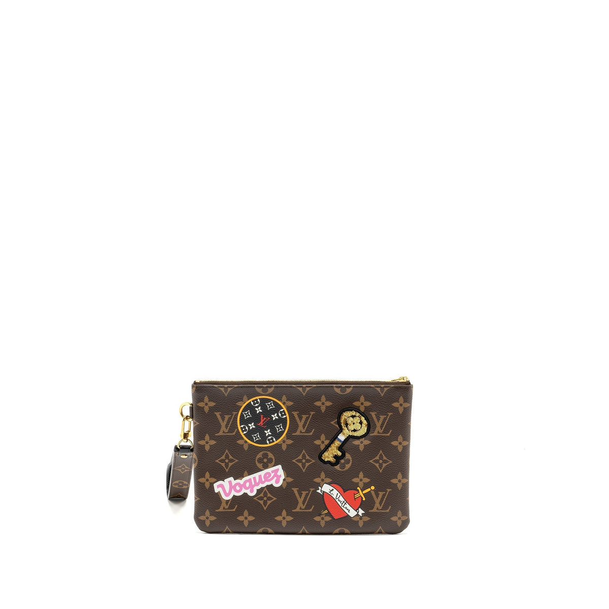 LOUIS VUITTON TRAVEL STICKERS CITY POUCH MONOGRAM CANVAS GHW