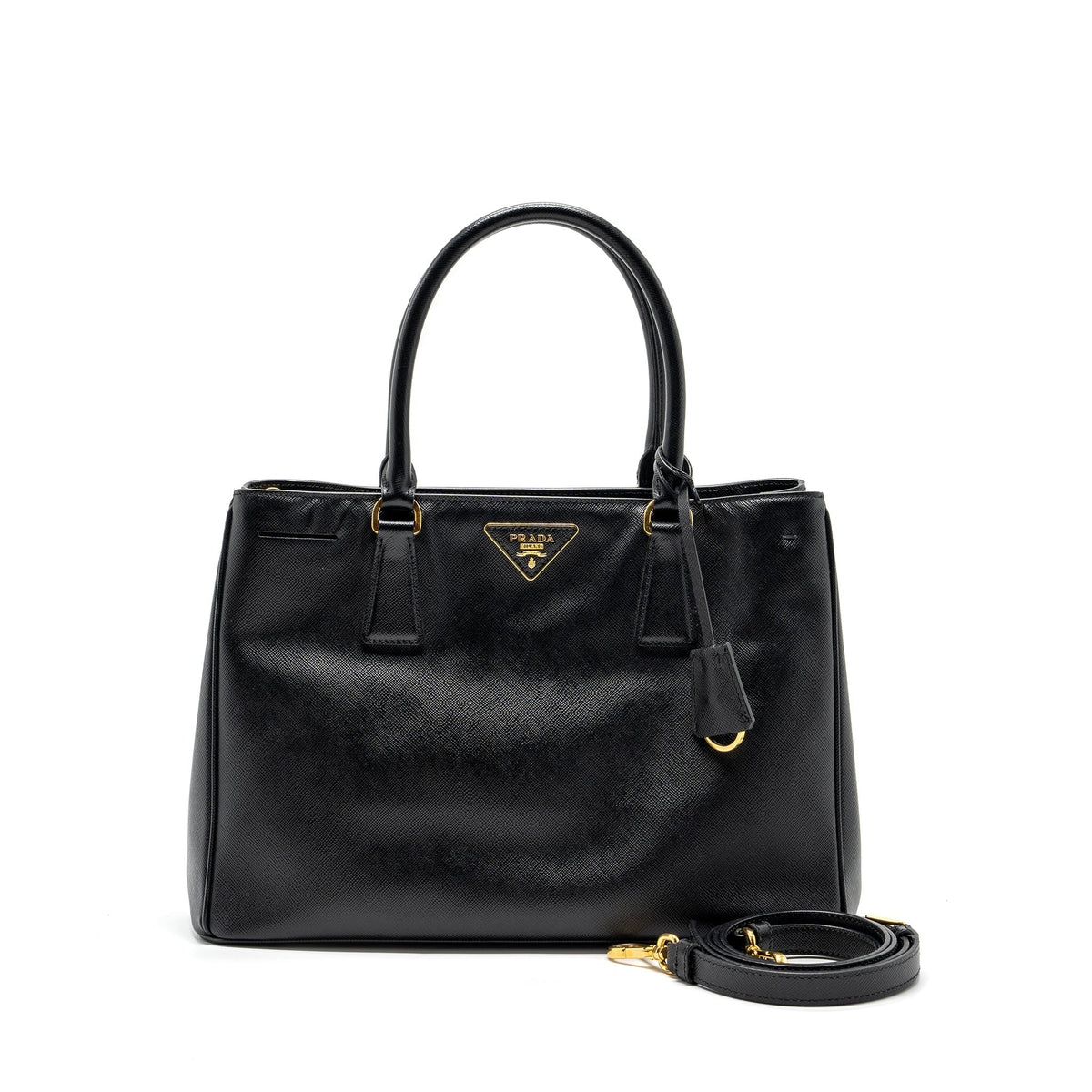 PRADA SAFFIANO TOTE BAG LEATHER BLACK GHW