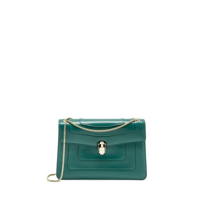 BVLGARI SERPENTI FOREVER SHOULDER BAG CALFSKIN GREEN LGHW