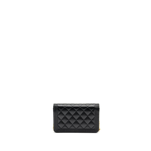 CHANEL BOY WALLET ON CHAIN CAVIAR BLACK GHW