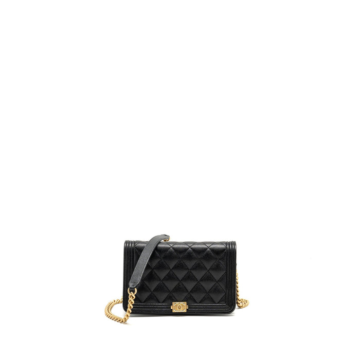 CHANEL BOY WALLET ON CHAIN CAVIAR BLACK GHW