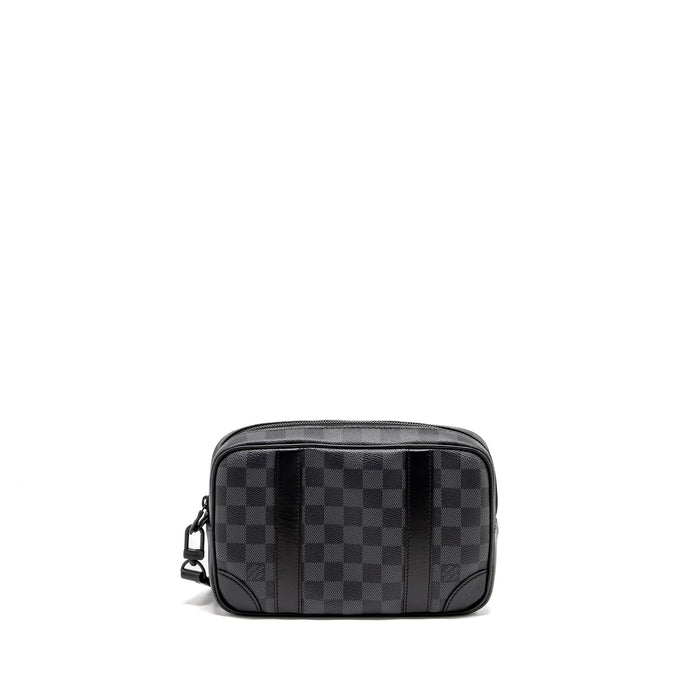 LOUIS VUITTON POCHETTE KASAI CLUTCH BAG DAMIER GRAPHITE CANVAS SO BLACK