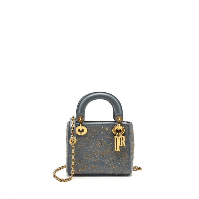 DIOR MINI LADY DIOR LIMITED EDITION LAMBSKIN GREY GHW