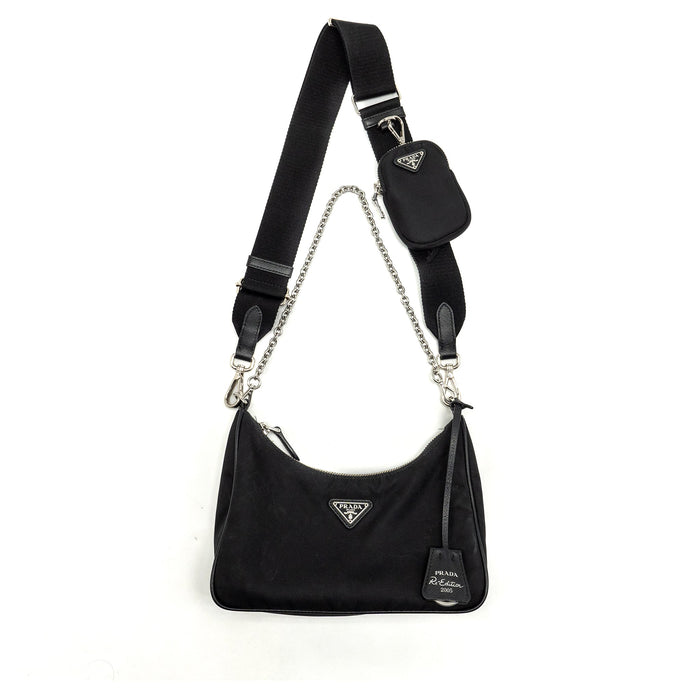 PRADA RE-EDTION 2005 BAG NYLON BLACK SHW