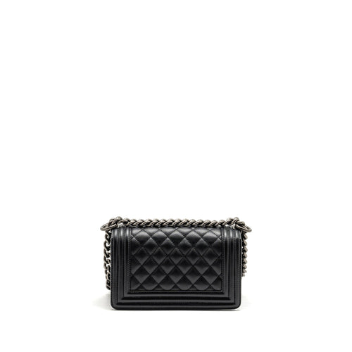 CHANEL SMALL BOY BAG CAVIAR BLACK SHW (MICROCHIP)
