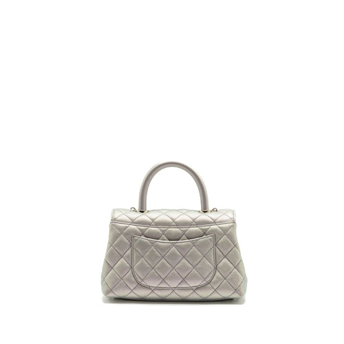 CHANEL SMALL COCO HANDLE CAVIAR IRIDESCENT LIGHT BLUE MULTICOLOUR HARDWARE(MICROCHIP)