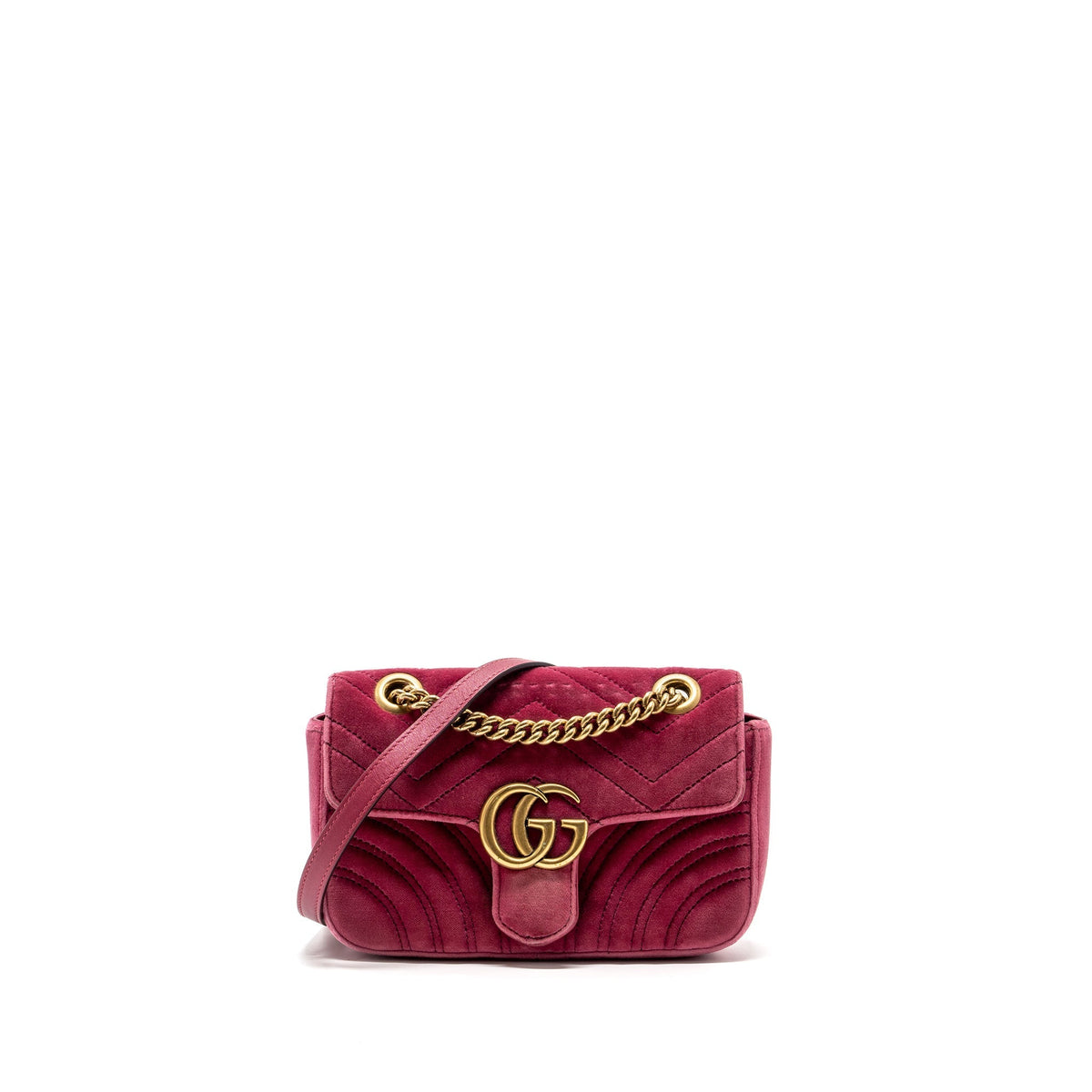 GUCCI SMALL GG MARMONT SHOULDER BAG VELVET PINK GHW