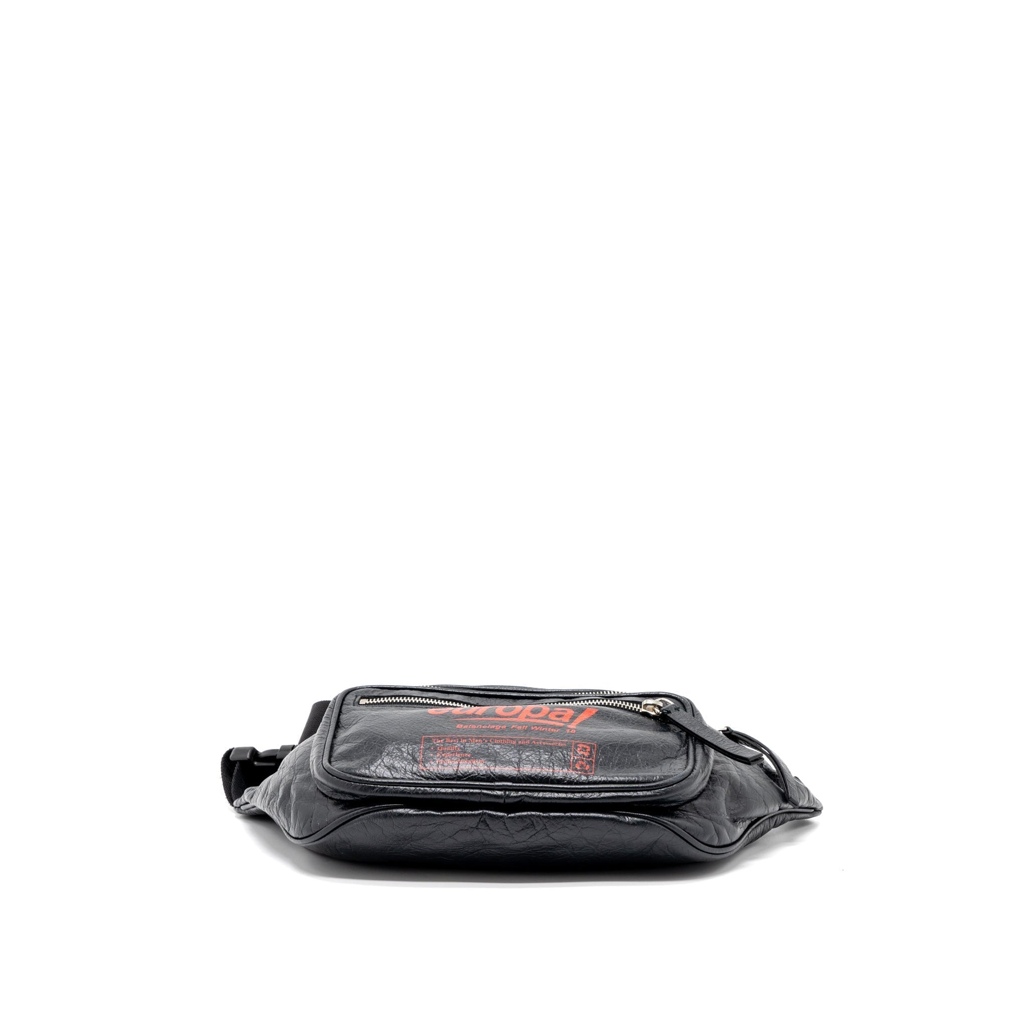 BALENCIAGA EUROPA BELT BAG CALFSKIN BLACK/RED SHW