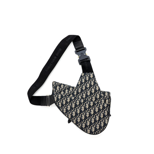 DIOR HOMME SADDLE BAG DIOR OBLIQUE JACQUARD BEIGE/BLACK GHW