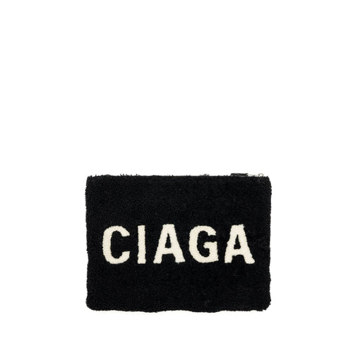 BALENCIAGA ZIP POUCH CLUTCH SHEARLING BLACK/ WHITE SHW