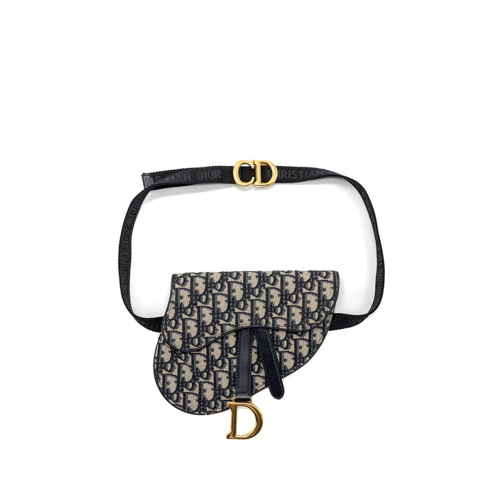 DIOR SADDLE BELT BAG BLUE DIOR OBLIQUE JACQUARD GHW