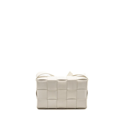 BOTTEGA VENETA SMALL CASSETTE BAG LAMBSKIN WHITE SHW