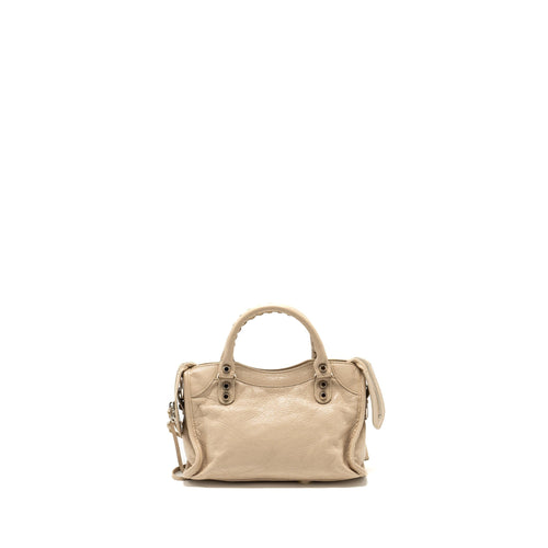 BALENCIAGA MINI CITY BAG CALFSKIN BEIGE SHW