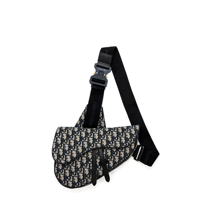 DIOR HOMME SADDLE BAG DIOR OBLIQUE JACQUARD BEIGE/BLACK GHW